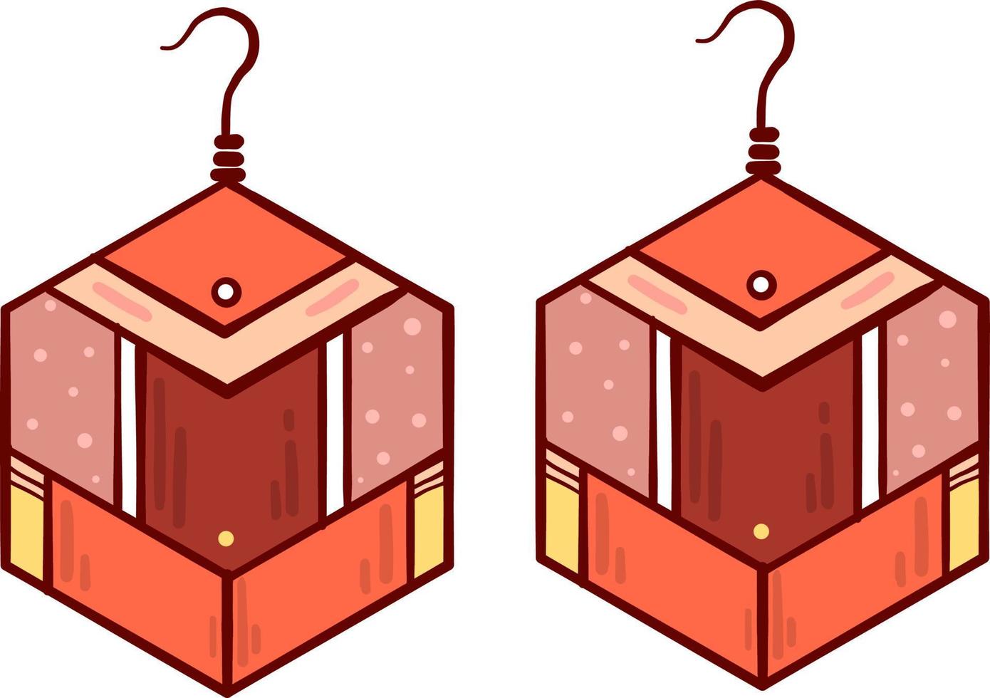 Red earrings, illustration, vector on white background.