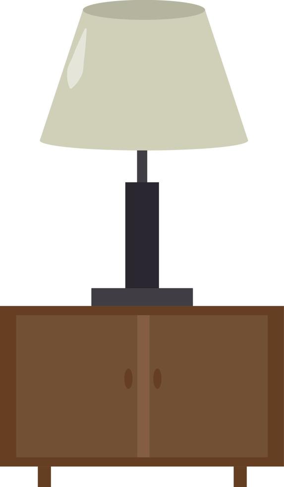 Nightstand with lamp, illustration, vector on white background.