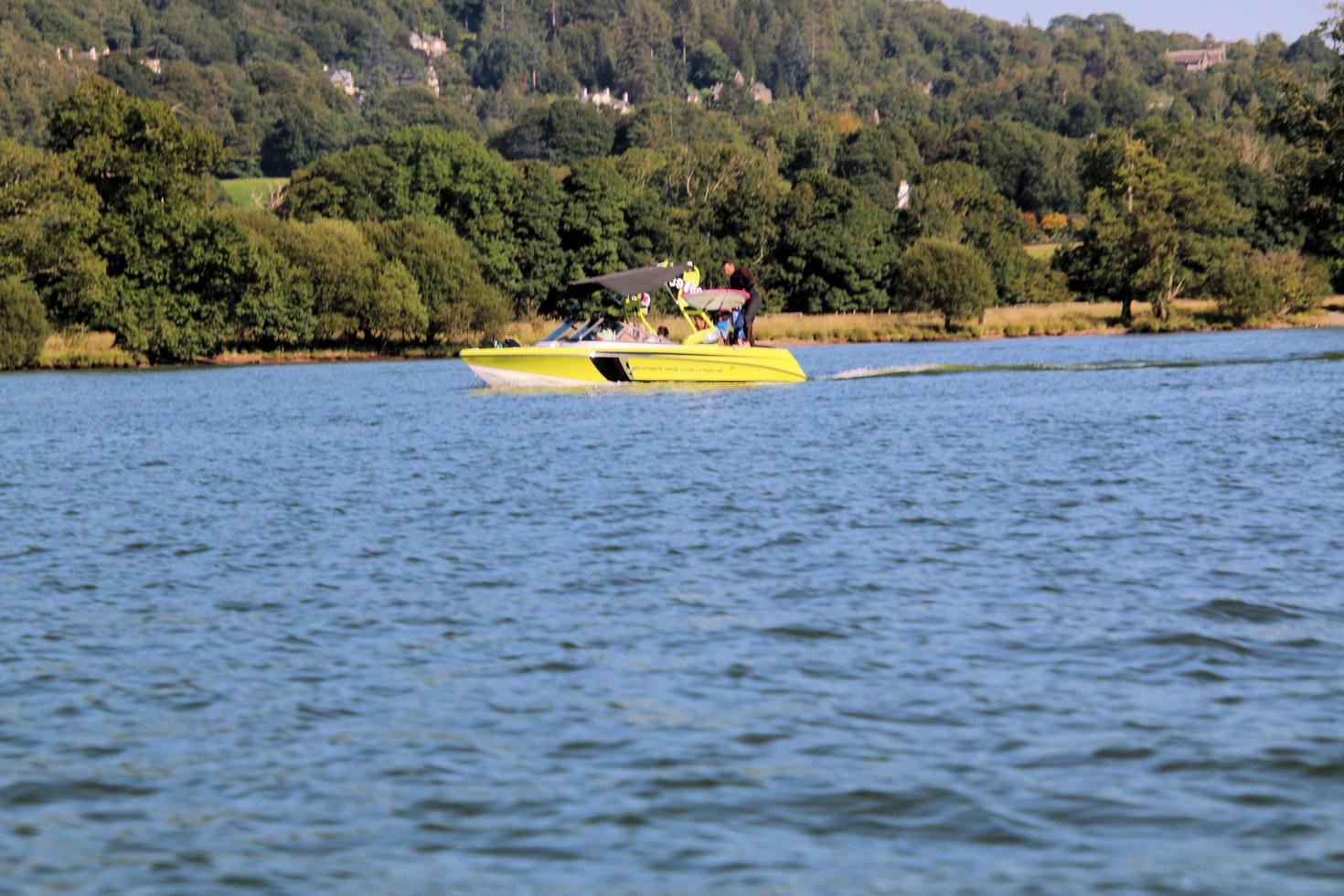 Windermere in the UK in 2022. A view of Boats on Lake Windermere