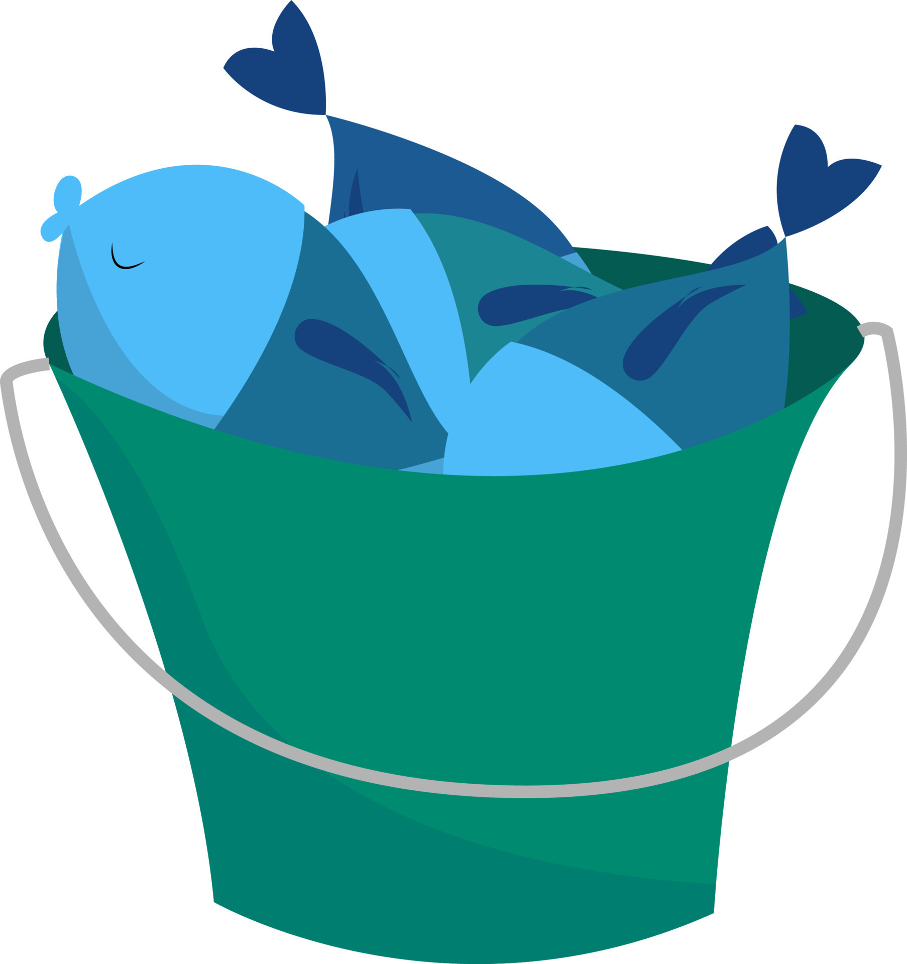 Fish in bucket, illustration, vector on white background. 13883948 Vector  Art at Vecteezy