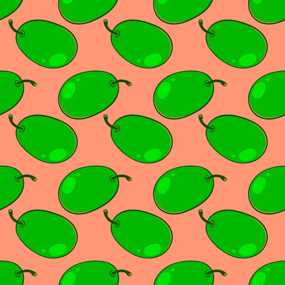 Olive pattern, seamless pattern on orange background. vector