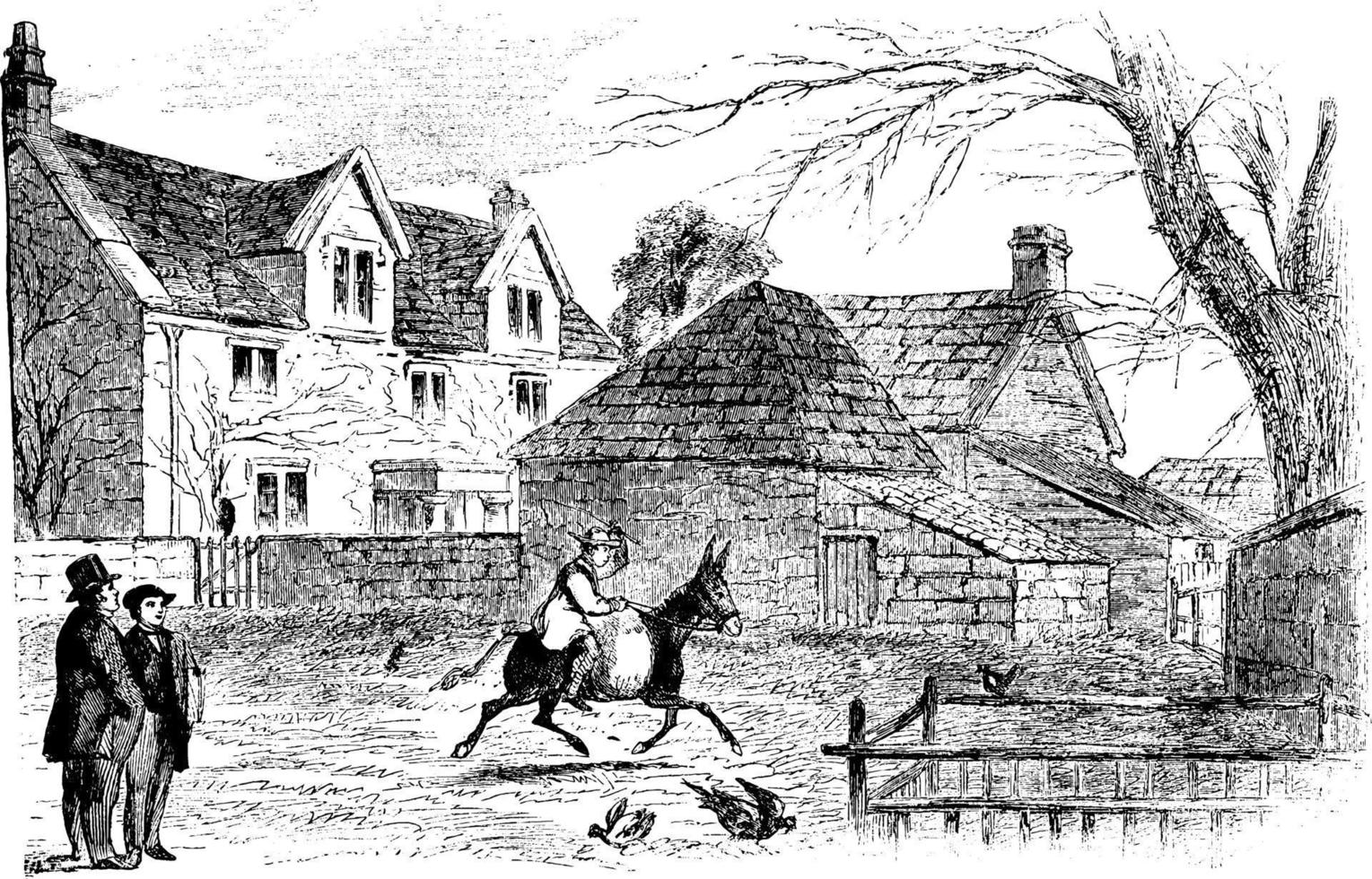 Jacob Pocock Farm-house, vintage illustration. vector
