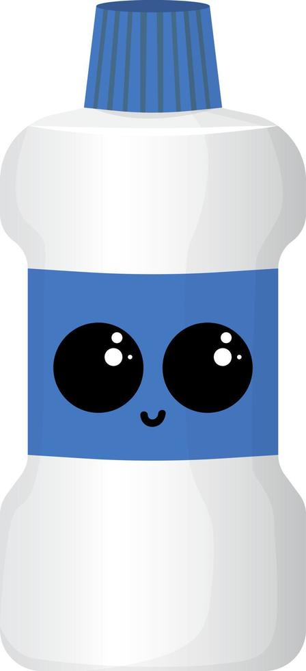 Bottle of water with eyes, illustration, vector on white background