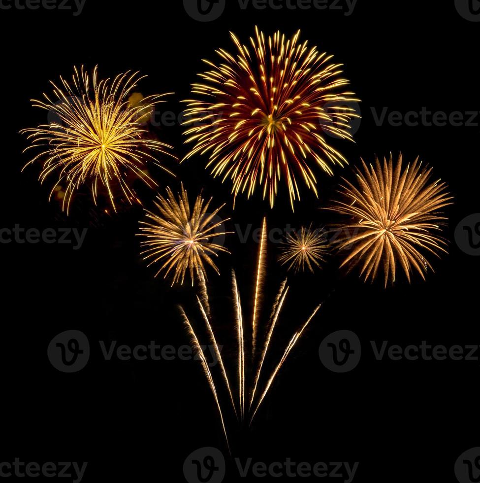 Amazing Beautiful firework on black background for celebration anniversary merry christmas eve and happy new year photo