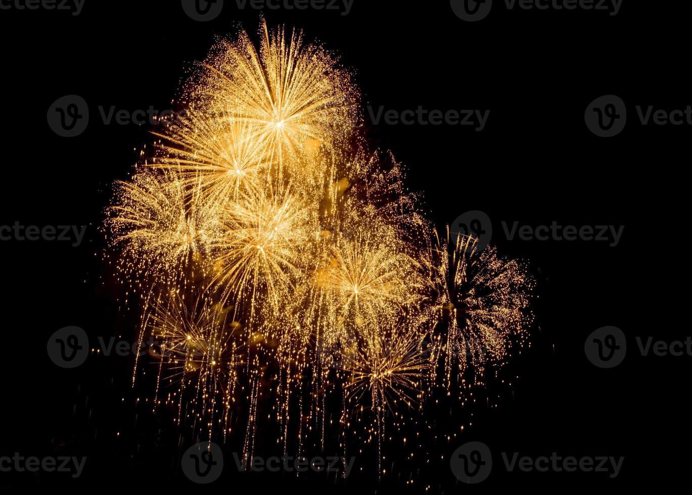 Amazing Beautiful firework on black background for celebration anniversary merry christmas eve and happy new year photo