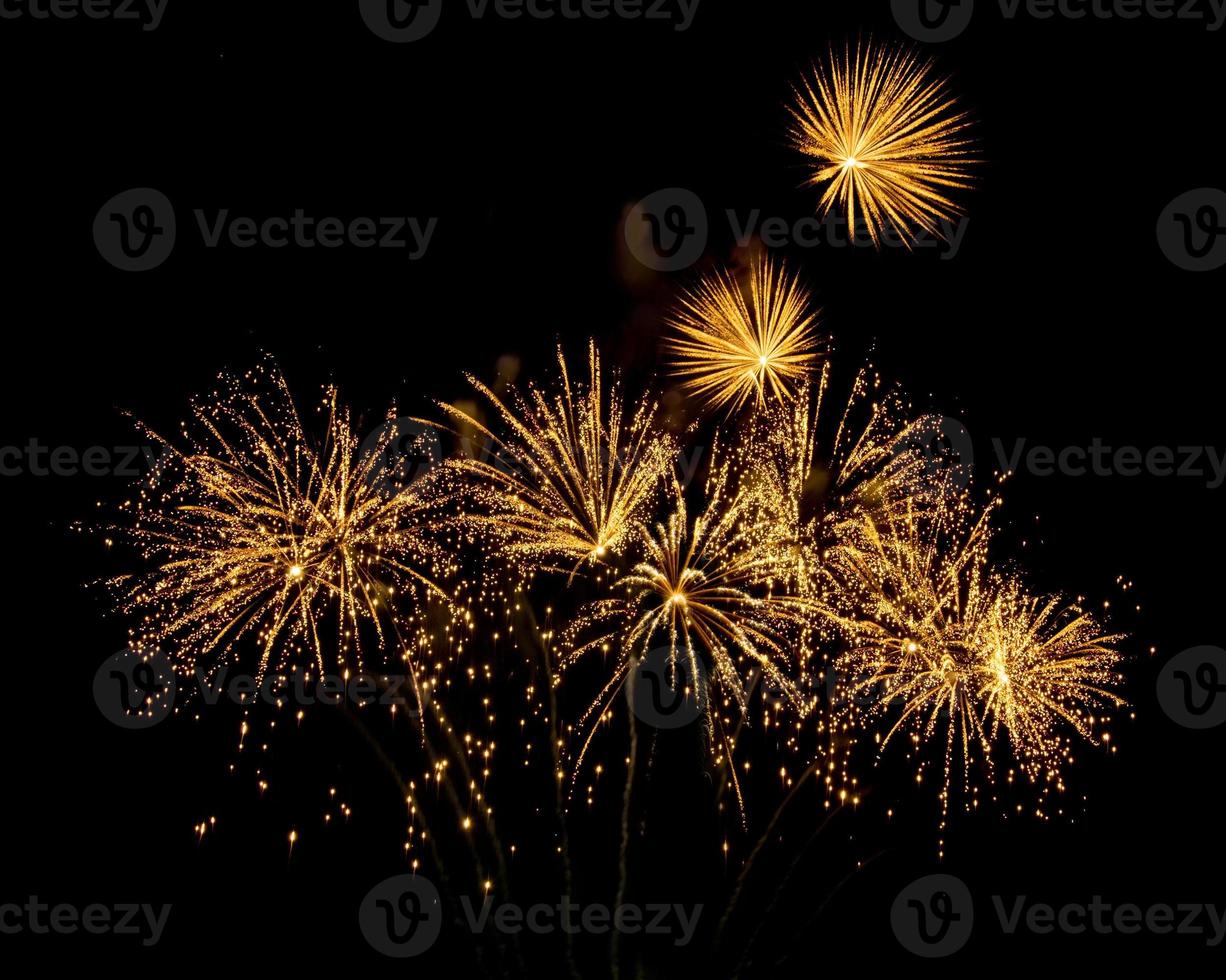 Amazing Beautiful firework on black background for celebration anniversary merry christmas eve and happy new year photo