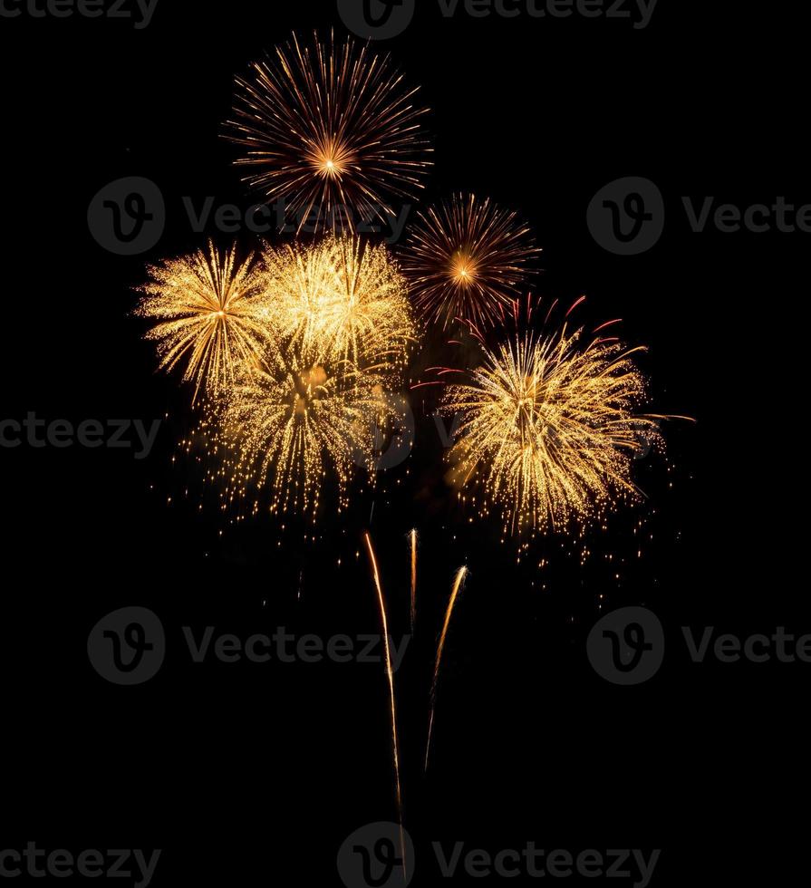 Amazing Beautiful firework on black background for celebration anniversary merry christmas eve and happy new year photo