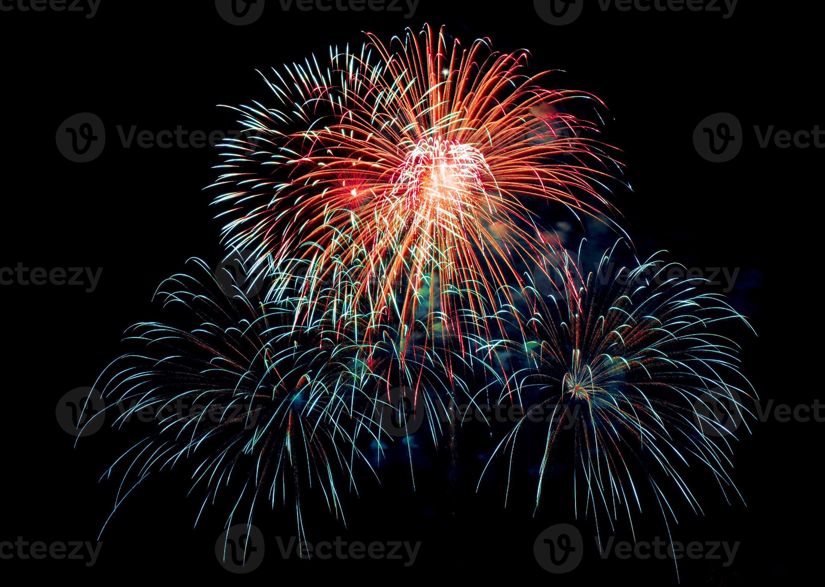 Amazing Beautiful firework on black background for celebration