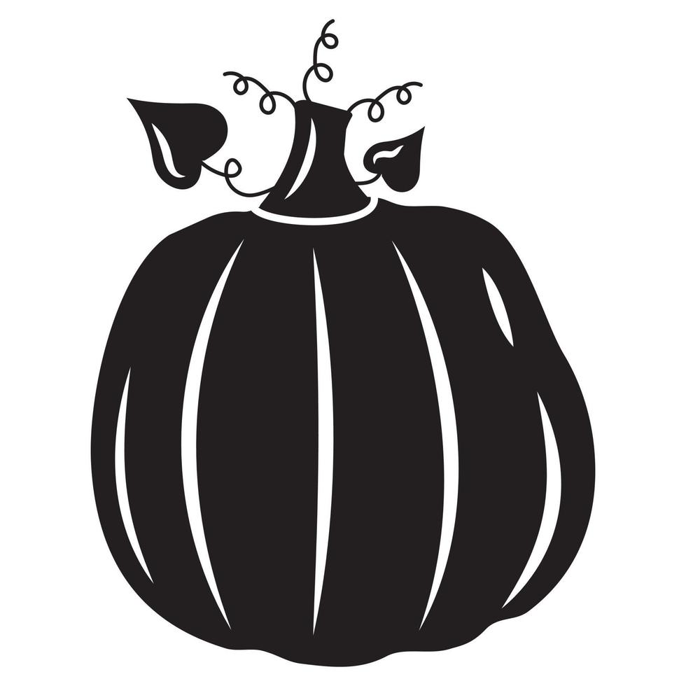 Autumn vegetable pumpkin, black silhouette, vector isolated illustration icon