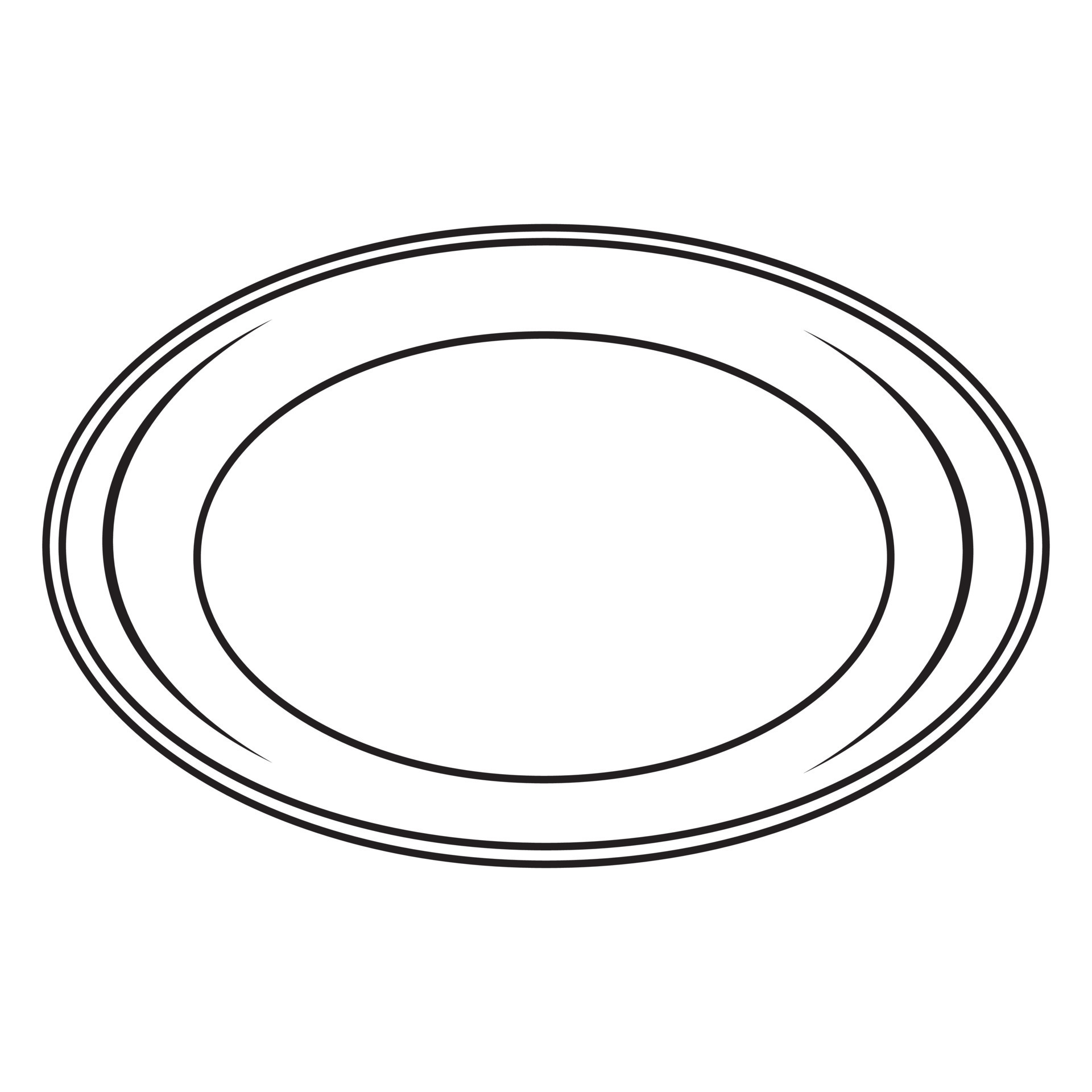 Plate, black outline, isolated vector illustration in doodle style
