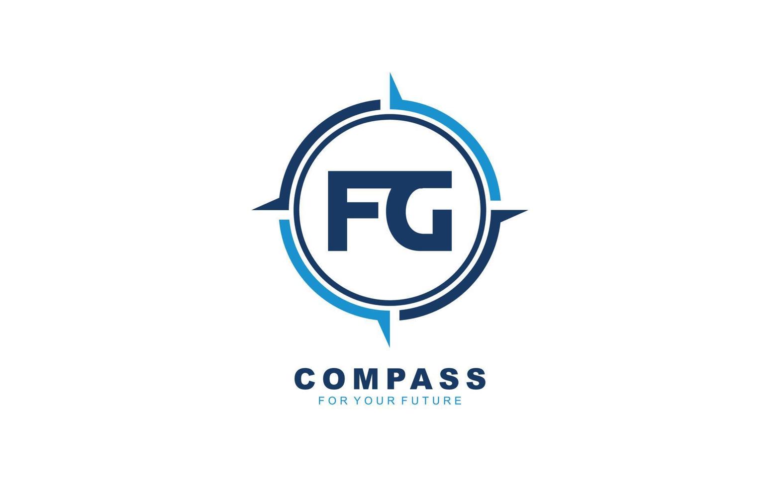 FG logo NAVIGATION for branding company. COMPASS template vector illustration for your brand.