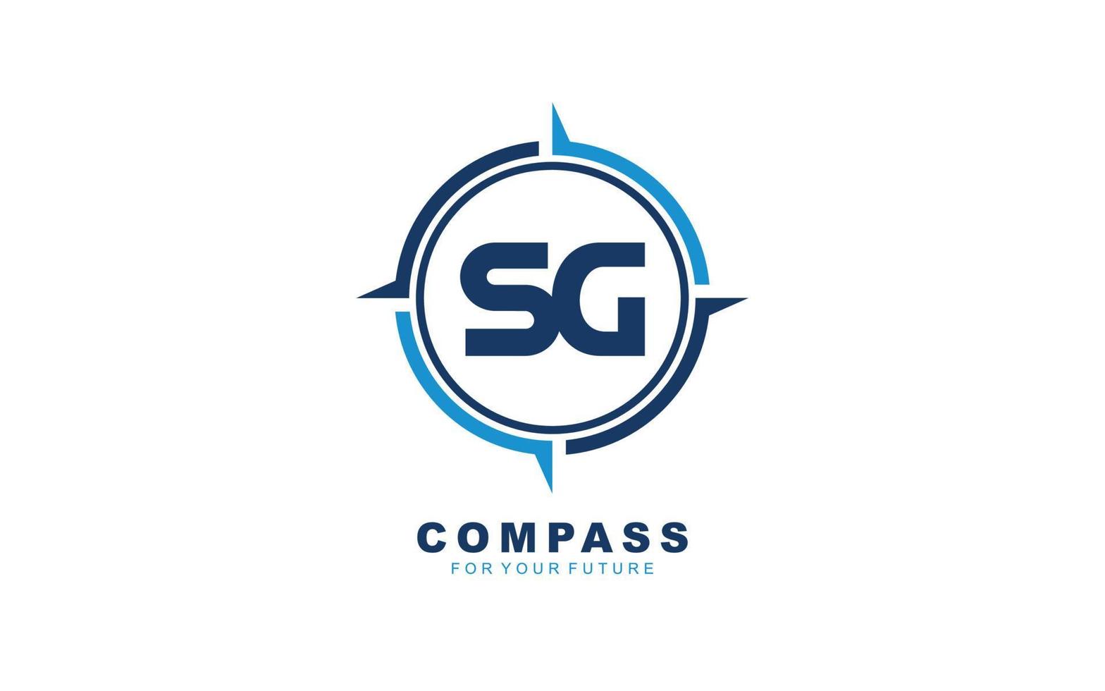 SG logo NAVIGATION for branding company. COMPASS template vector illustration for your brand.