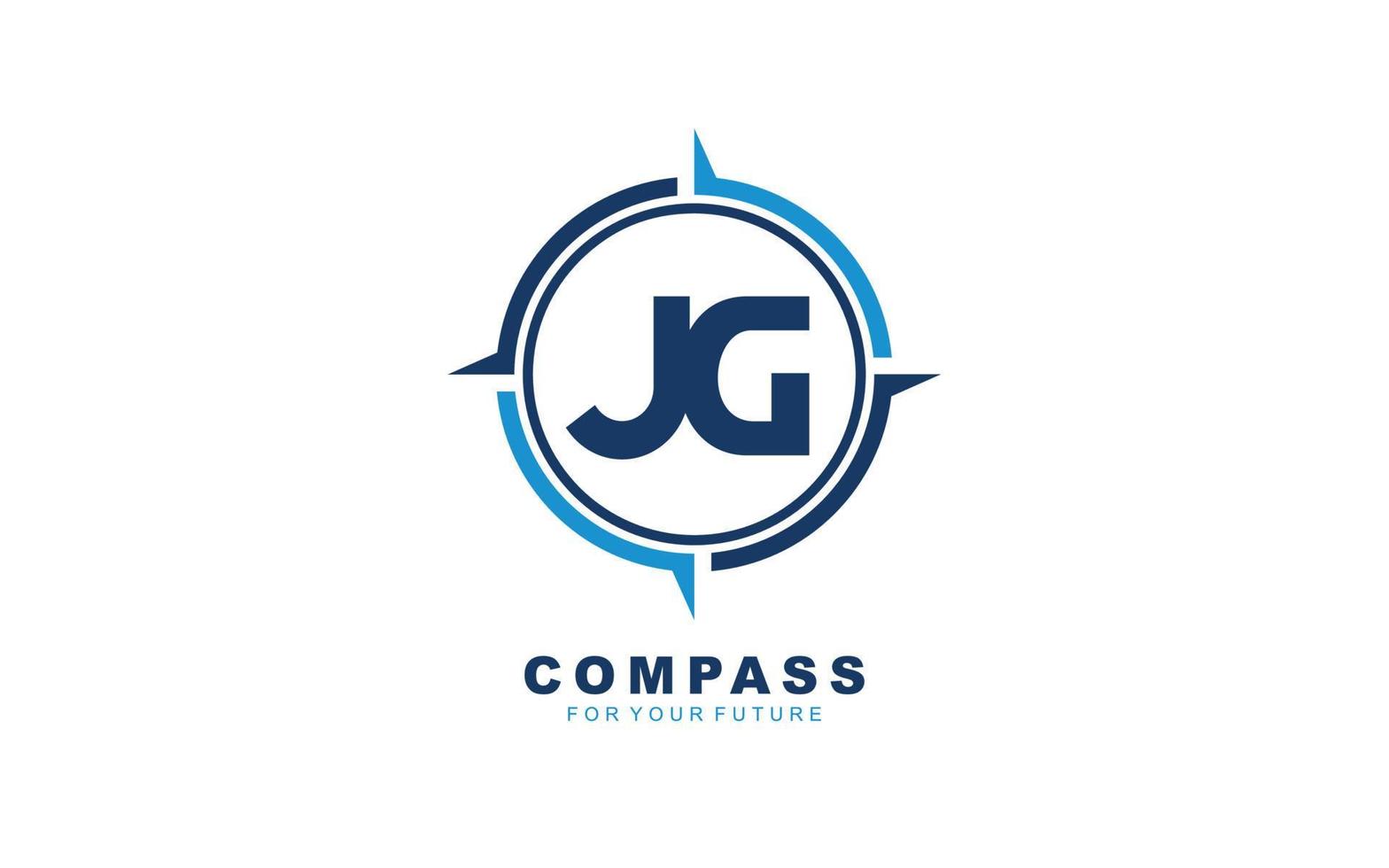 JG logo NAVIGATION for branding company. COMPASS template vector illustration for your brand.