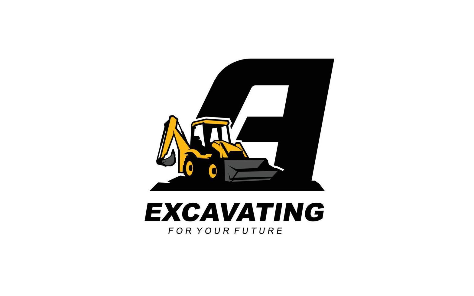 A logo excavator for construction company. Heavy equipment template vector illustration for your brand.