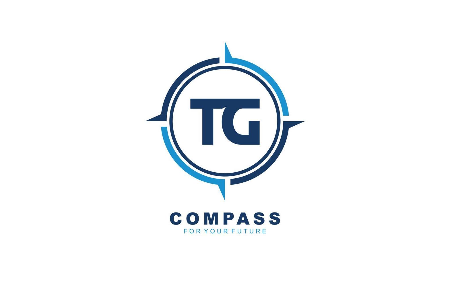 Navegación con el logotipo tg para la marca de la empresa. ilustración de vector de plantilla de brújula para su marca.