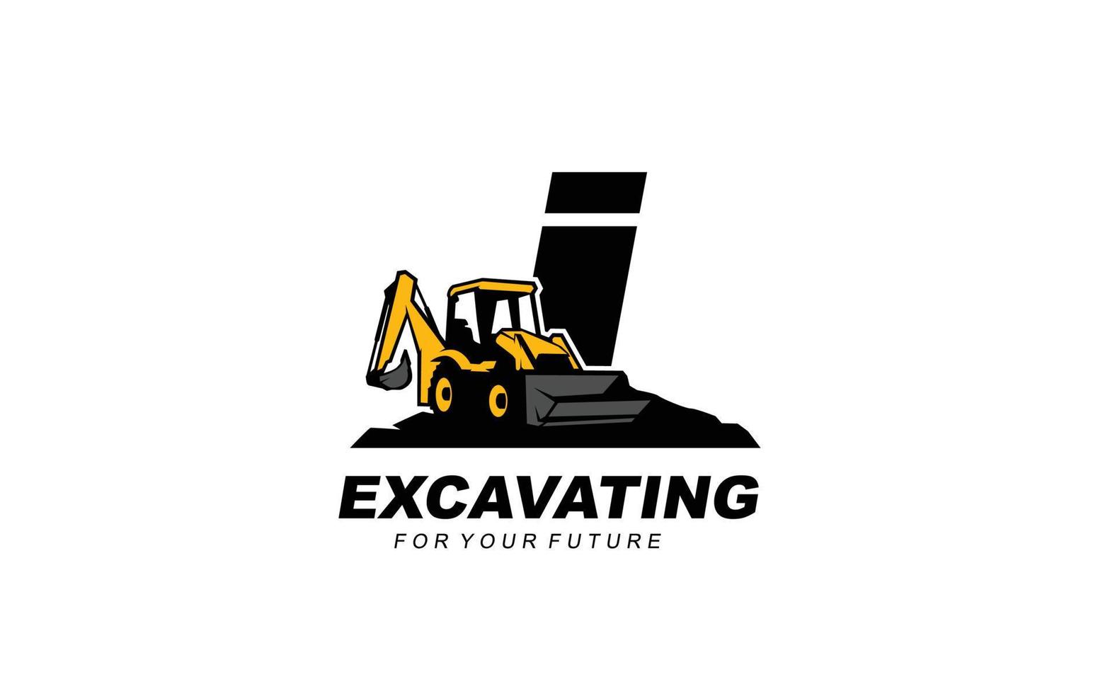 I logo excavator for construction company. Heavy equipment template vector illustration for your brand.