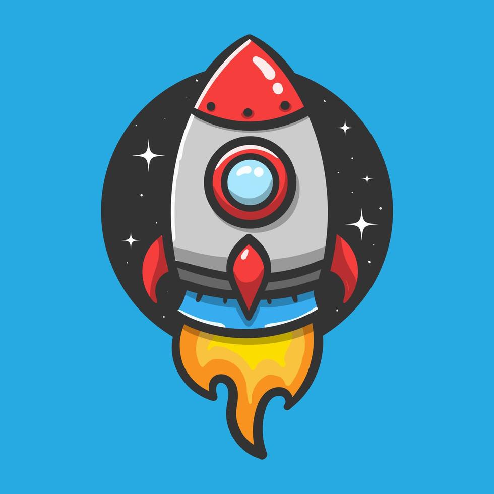 art and illustration rocket on sky vector