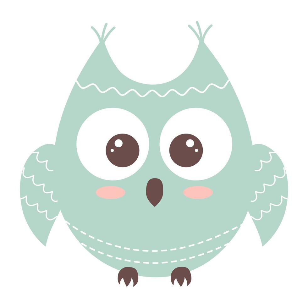 lindo y divertido búho boho. personaje de dibujos animados de pájaros del bosque. vector