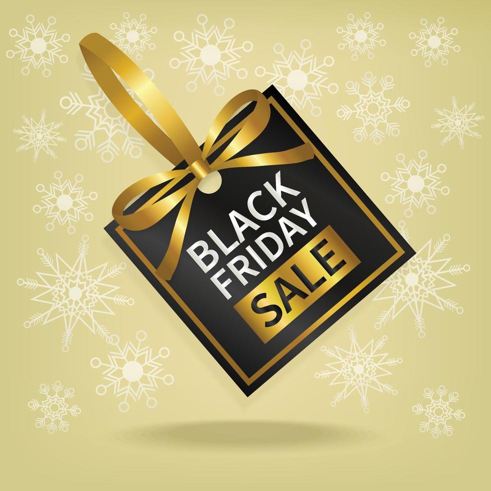 isolate vector black friday sale price tag with gold ribbon banner