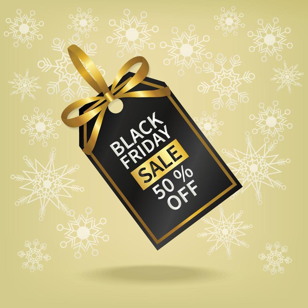 black friday sale price tag with gold ribbon isolate vector