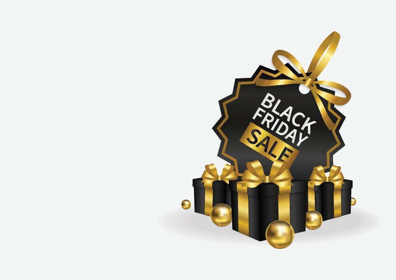 black friday sale price tag with gold ribbon banner design vector