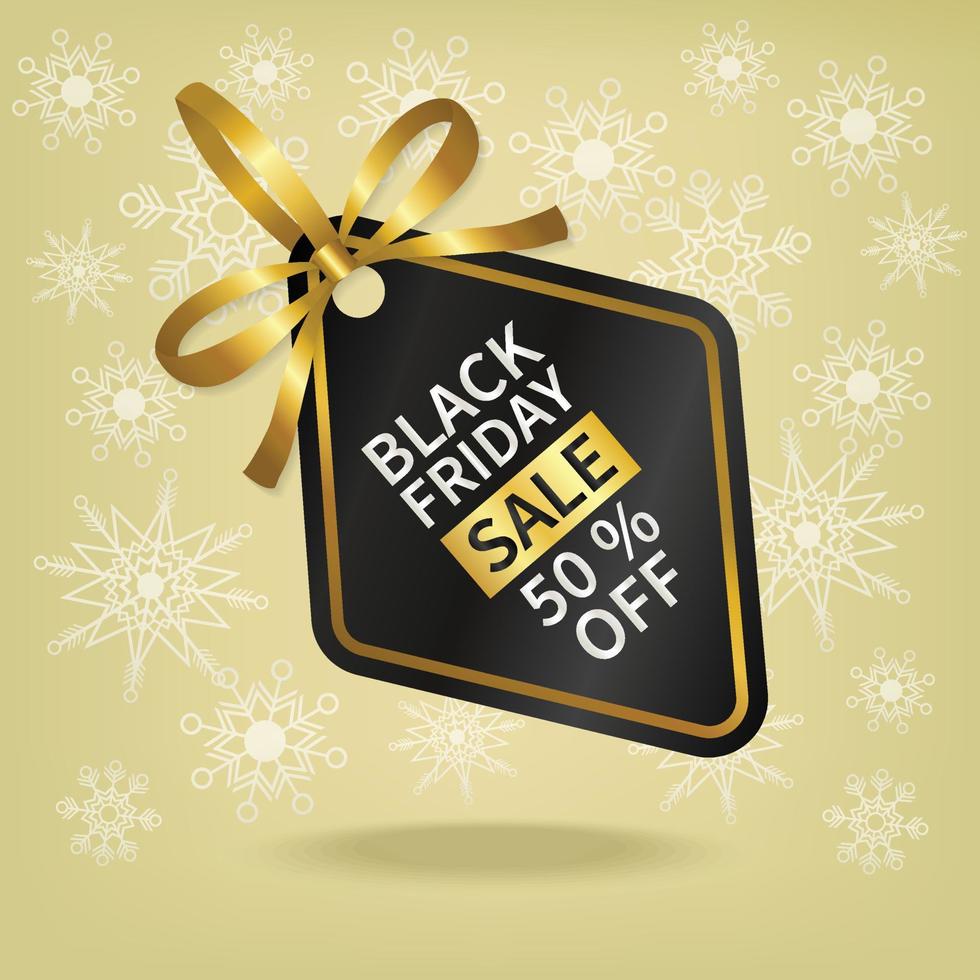 isolate vector black friday sale price tag with gold ribbon