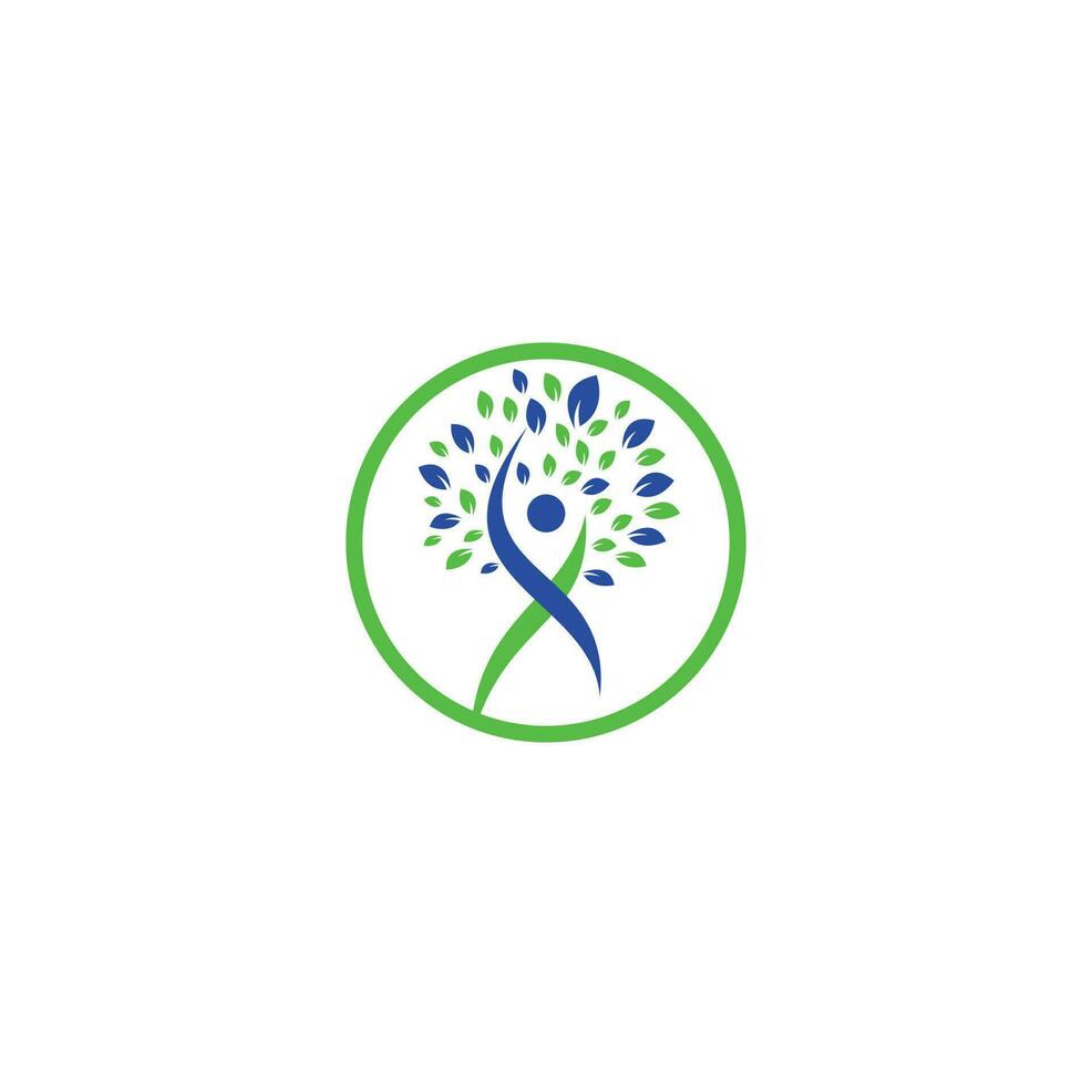 Human Tree Logo Design. Healthy People Tree Logo. vector