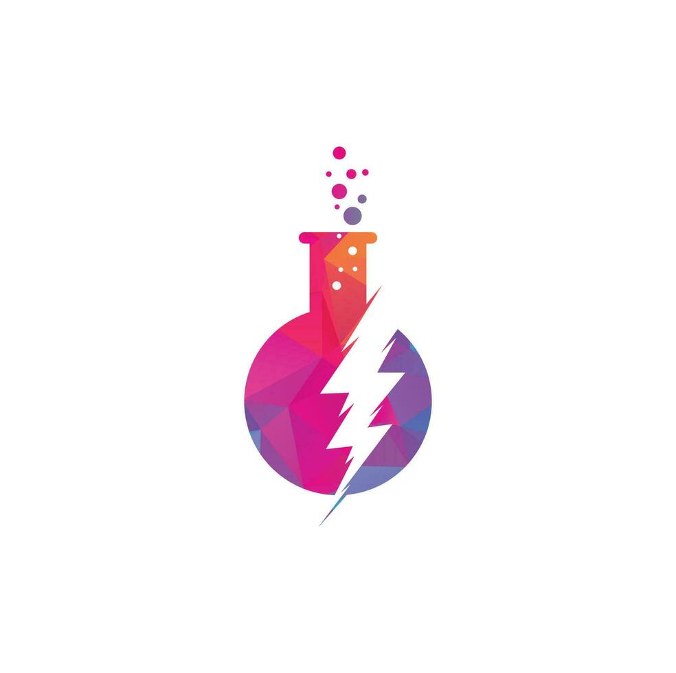 Simple thunder bolt lab logo vector design. Flask and thunderbolt vector logo design