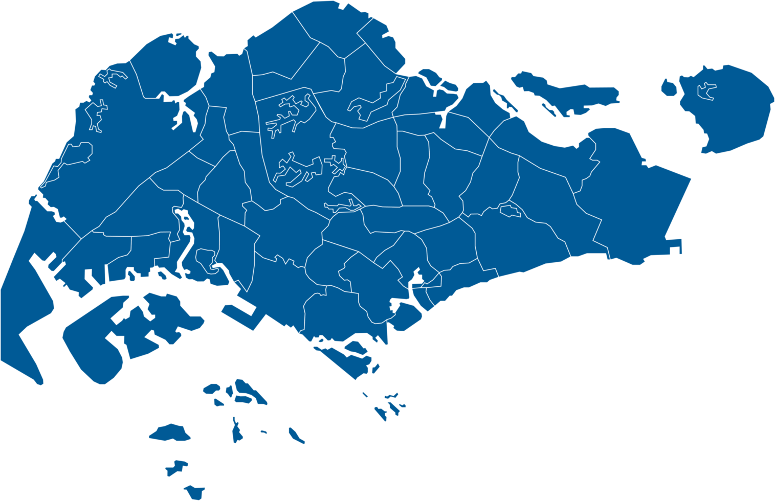 Singapore political map divide by state png