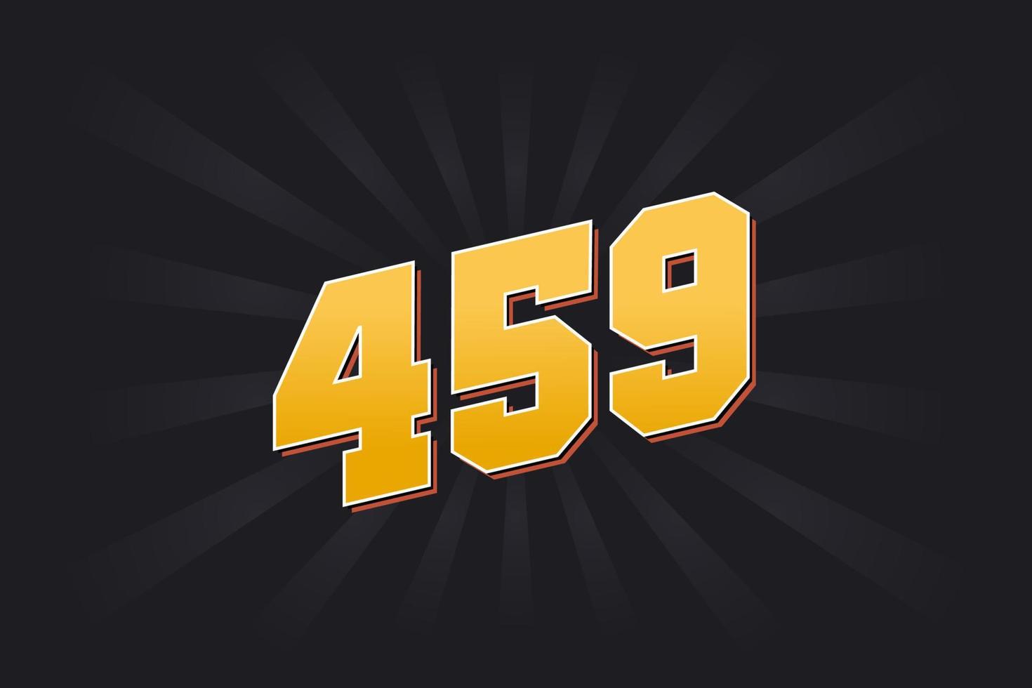 Number 459 vector font alphabet. Yellow 459 number with black background