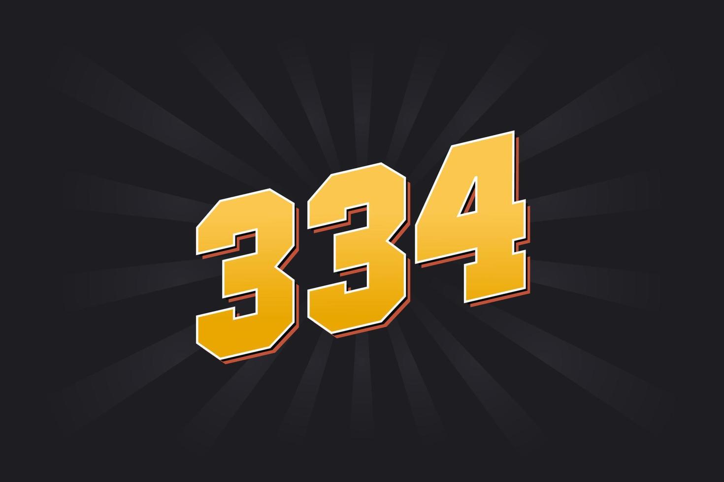 Number 334 vector font alphabet. Yellow 334 number with black