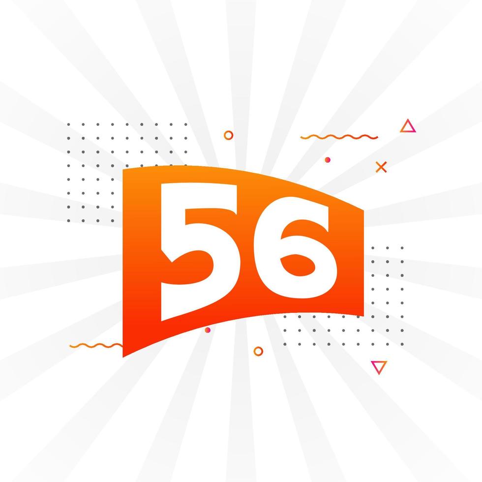 56 number vector font alphabet. Number 56 with decorative element stock