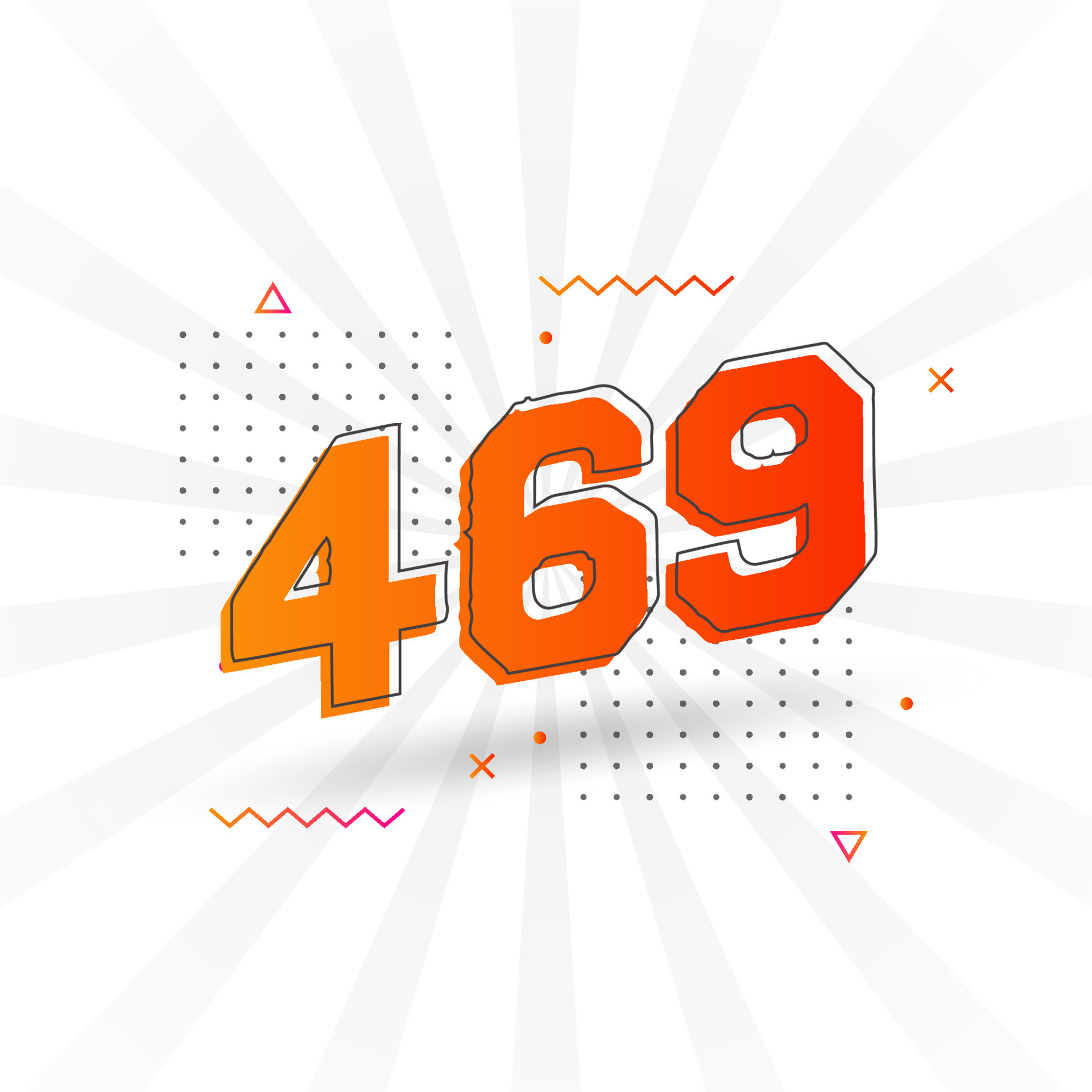 469 number vector font alphabet. Number 469 with decorative element