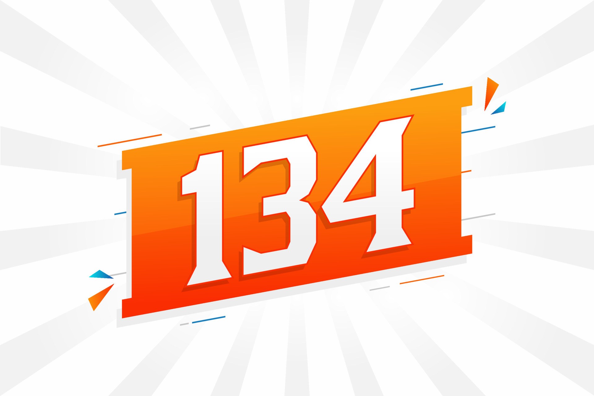 134 number vector font alphabet. Number 134 with decorative element ...