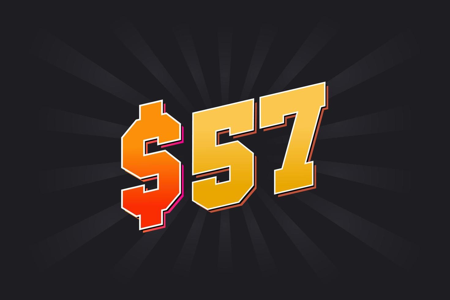57 Dollar American Money vector text symbol. 57 USD United States Dollar stock vector