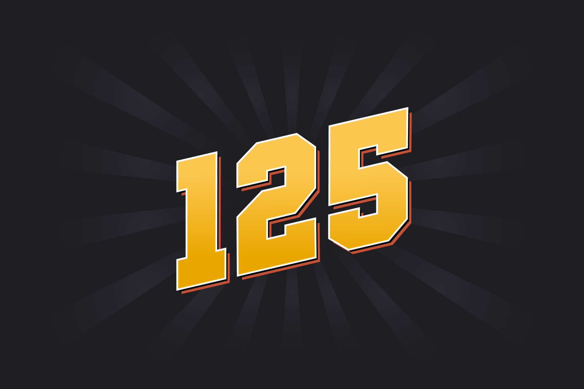 Alfabeto De Fuente Vectorial N mero 125 N mero 125 Amarillo Con Fondo 