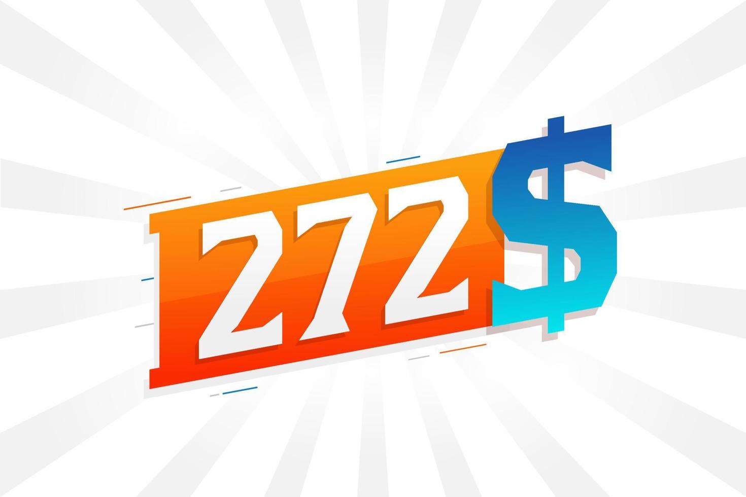 272 Dollar currency vector text symbol. 272 USD United States Dollar American Money stock vector