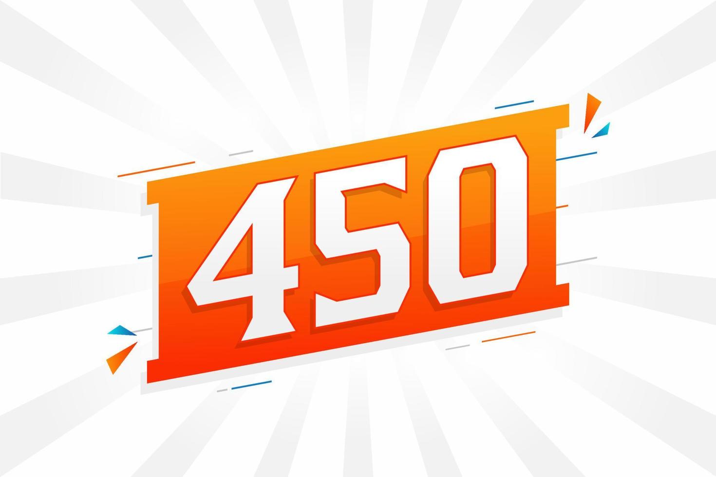 450 number vector font alphabet. Number 450 with decorative element stock vector