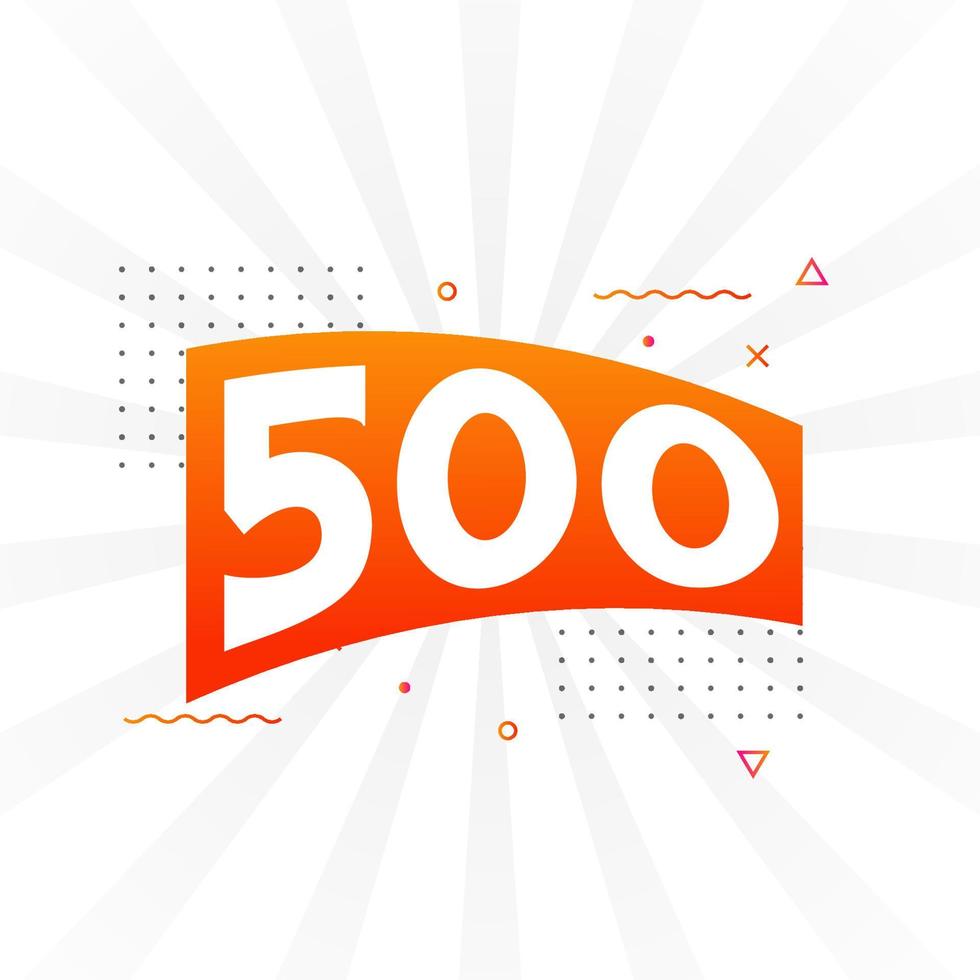 Alfabeto de fuente vectorial de 500 números. número 500 con vector de stock de elemento decorativo