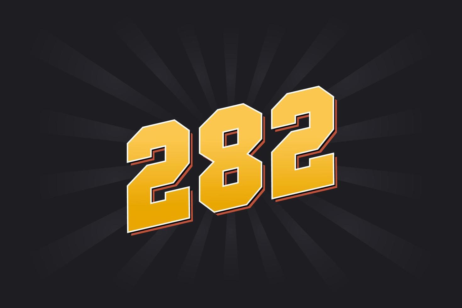 Number 282 vector font alphabet. Yellow 282 number with black background