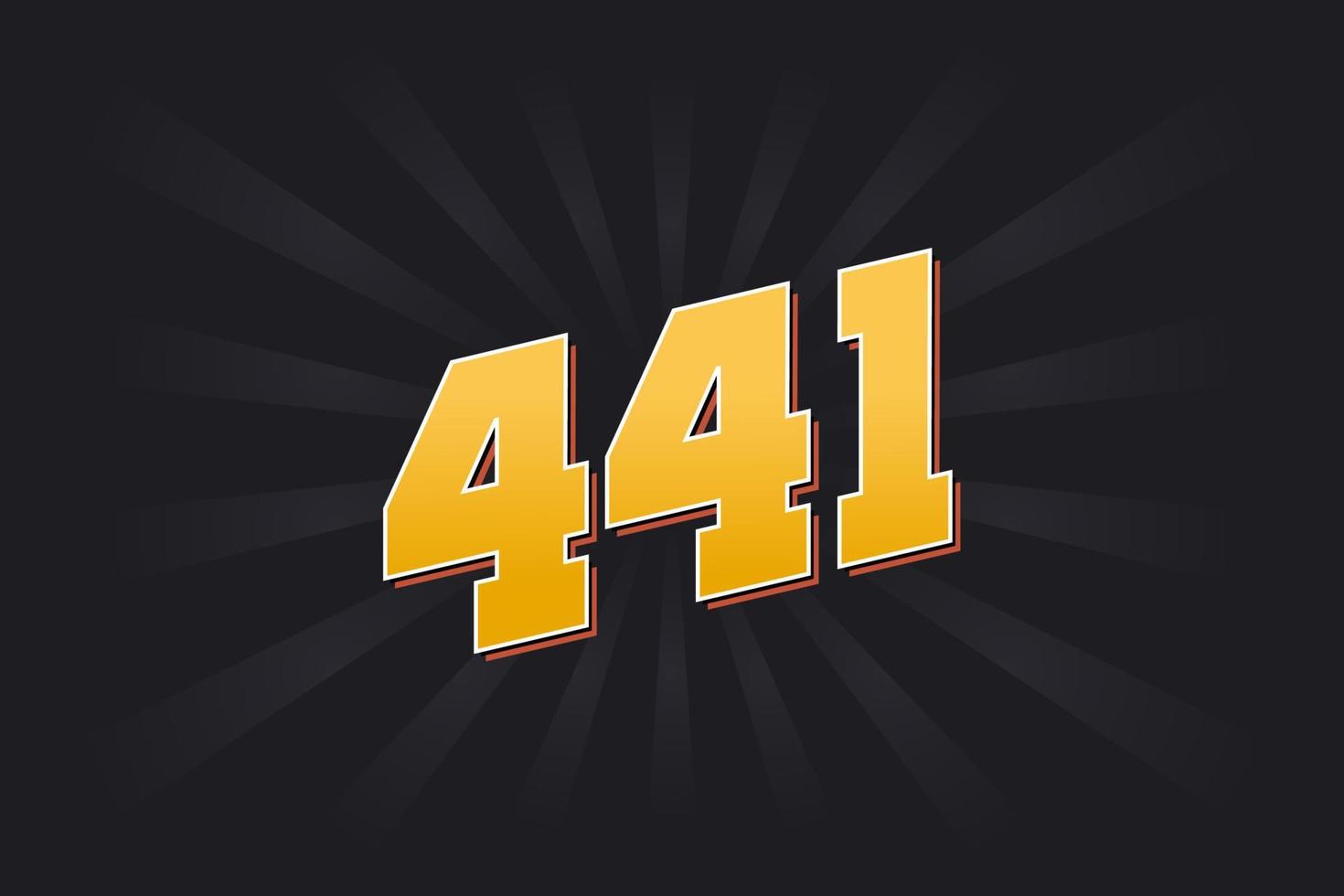 Number 441 vector font alphabet. Yellow 441 number with black background