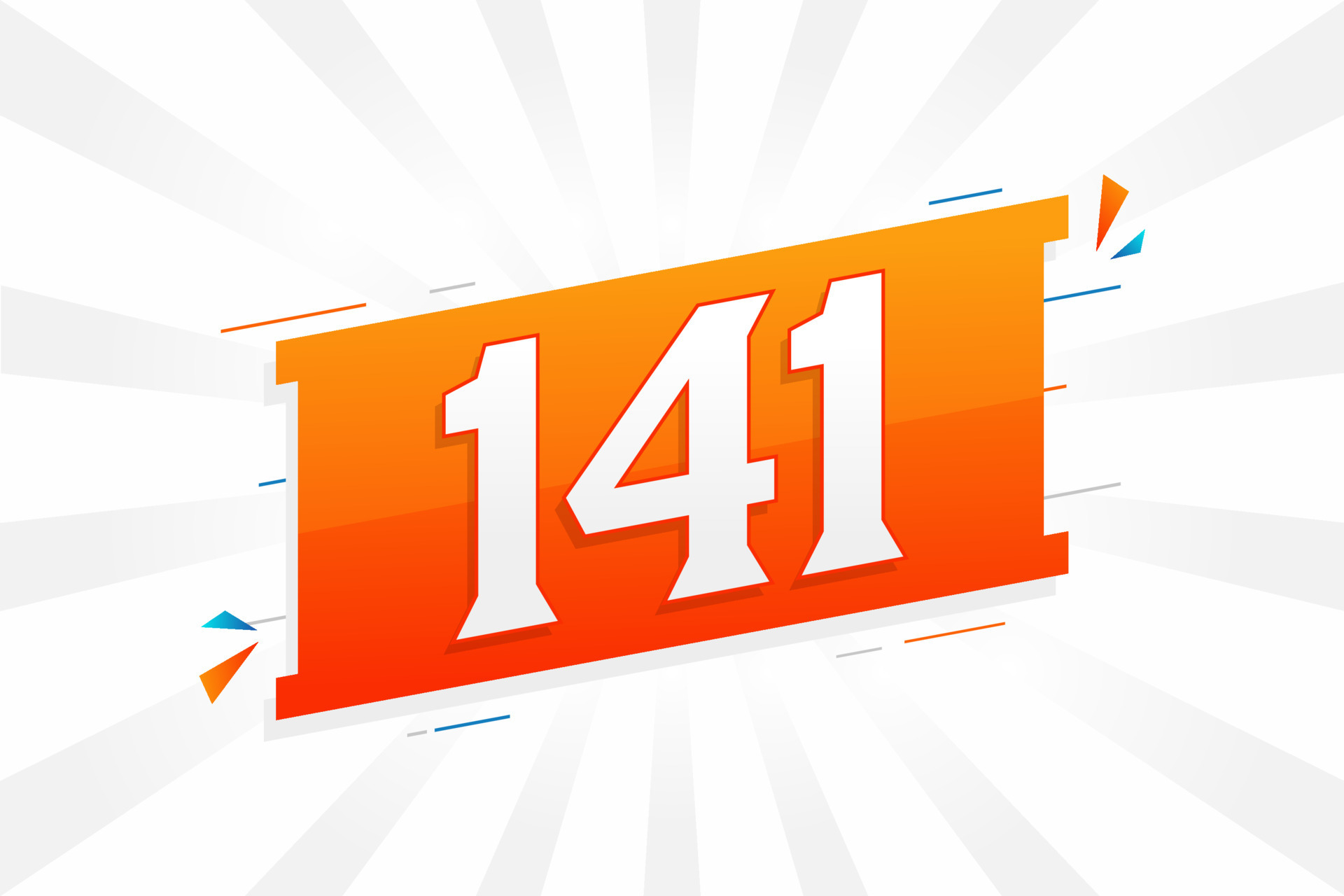 141 number vector font alphabet. Number 141 with decorative element