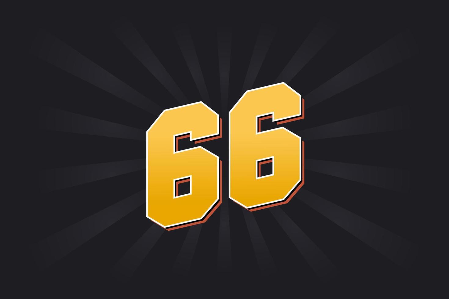 Number 66 vector font alphabet. Yellow 66 number with black background