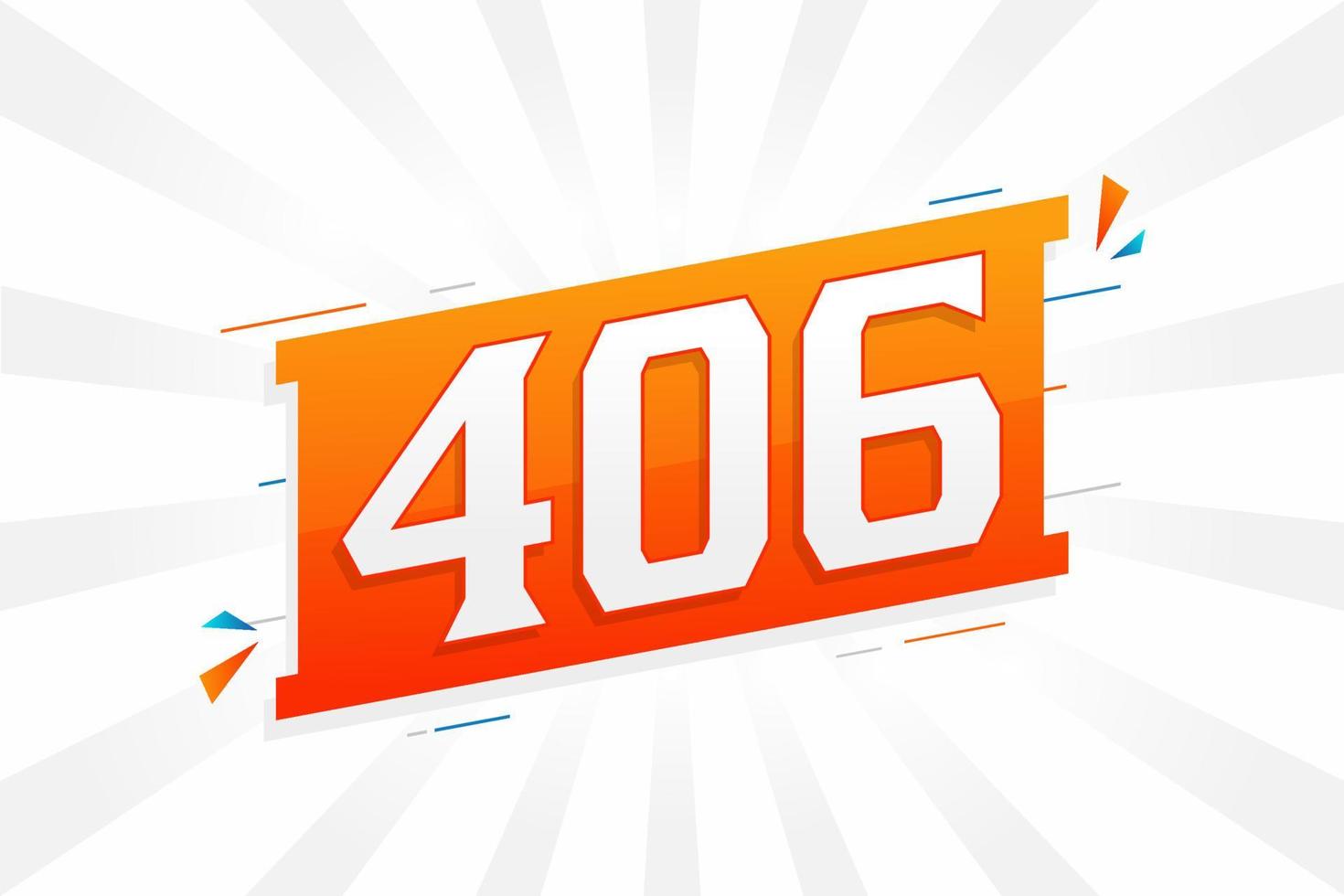 406 number vector font alphabet. Number 406 with decorative element stock vector