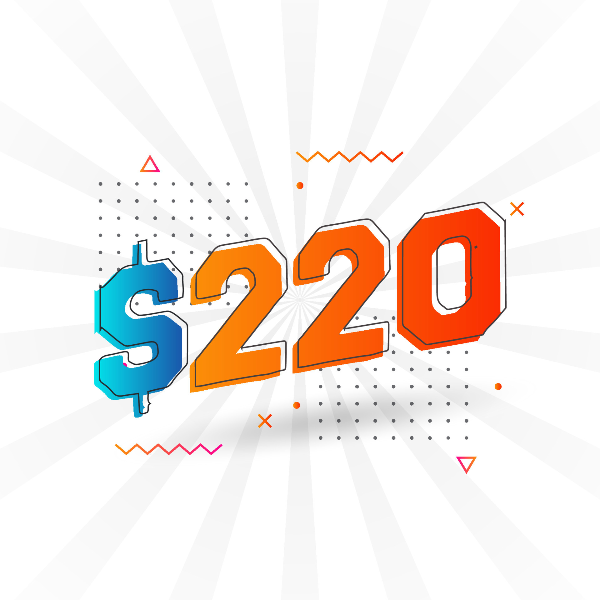 220 Dollar Currency Vector Text Symbol 220 USD United States Dollar 220 Dollar Currency Vector Text Symbol 220 USD United States Dollar