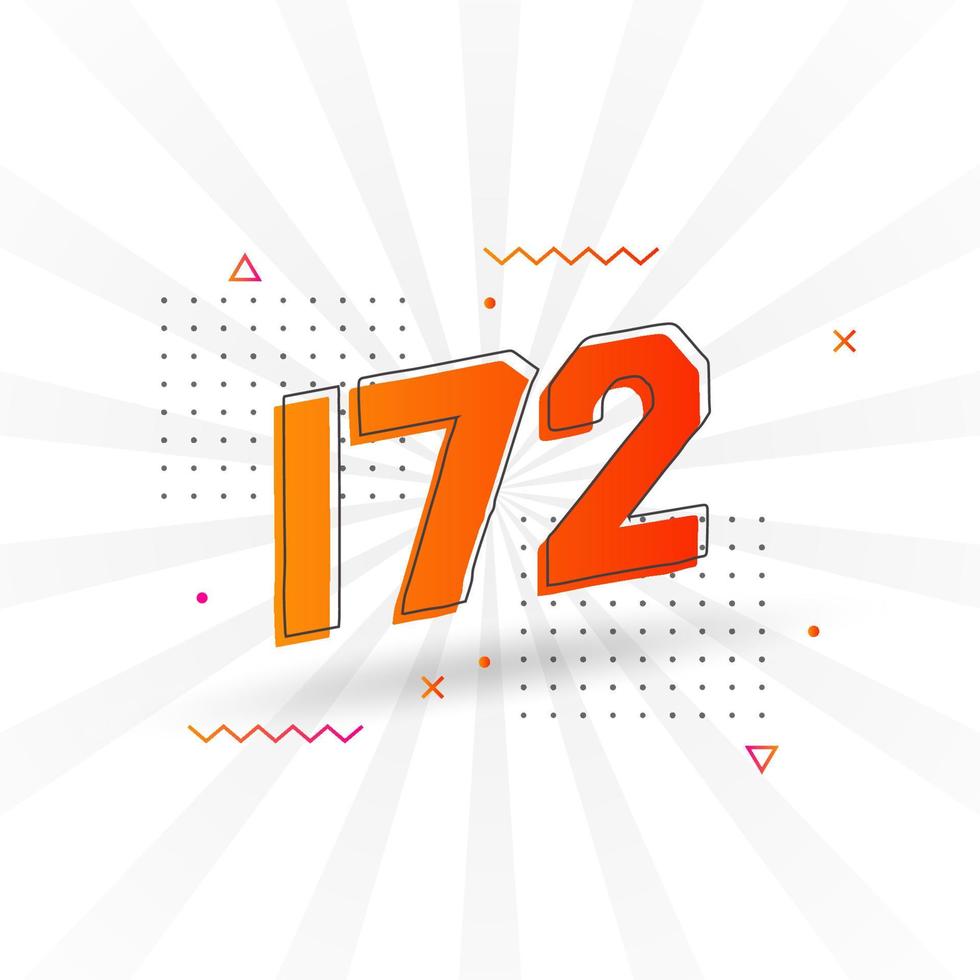 172 number vector font alphabet. Number 172 with decorative element