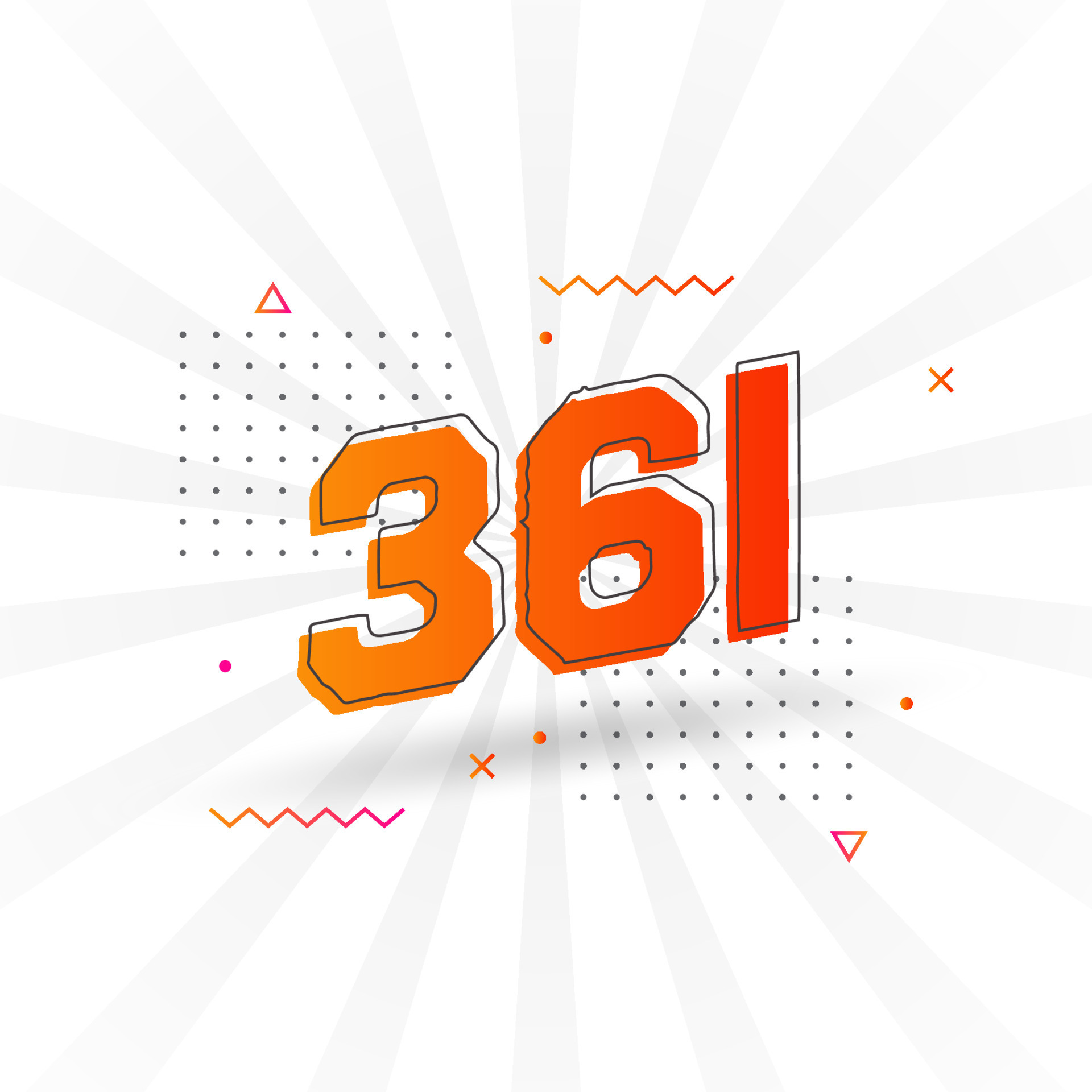 361 number vector font alphabet. Number 361 with decorative element ...