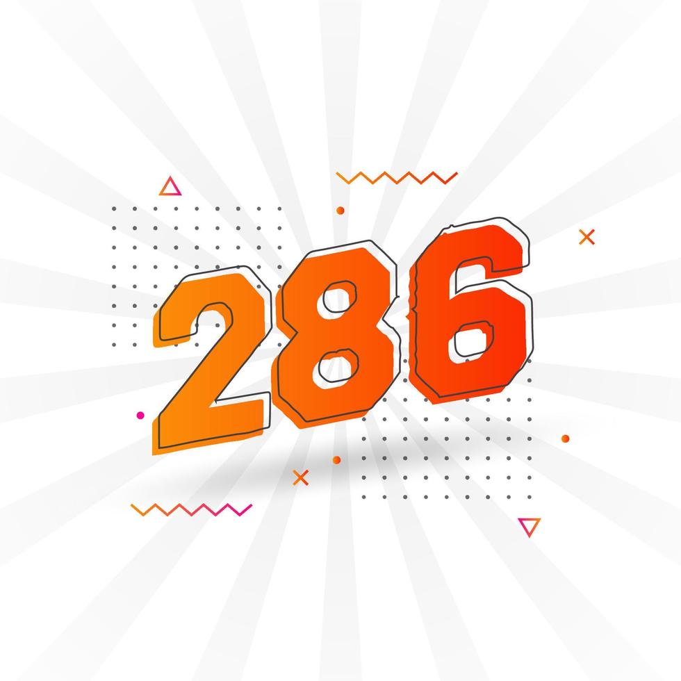 286 number vector font alphabet. Number 286 with decorative element stock vector