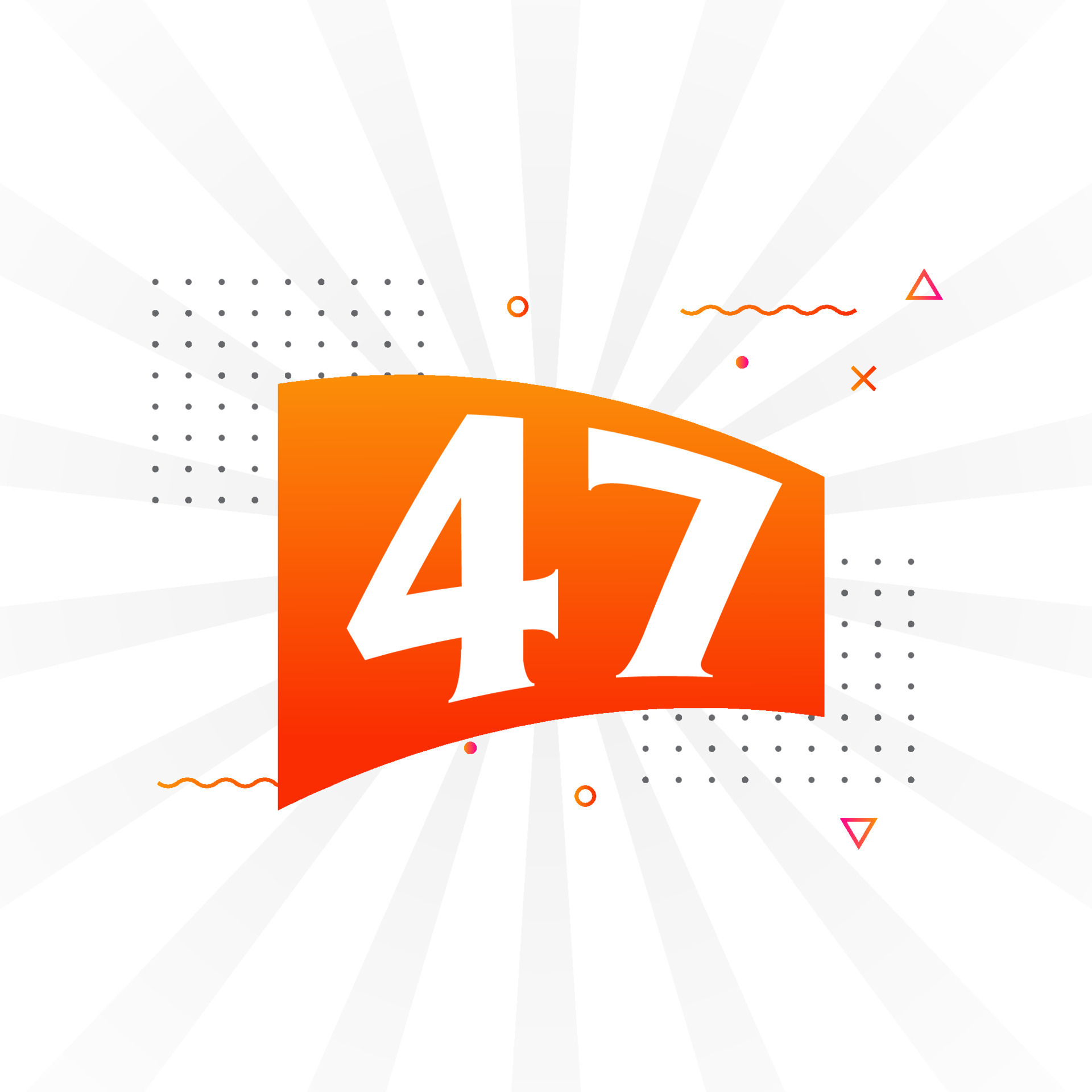 47 number vector font alphabet. Number 47 with decorative element stock