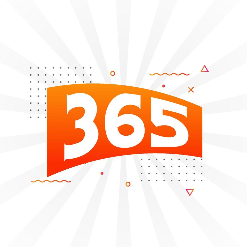 365 number vector font alphabet. Number 365 with decorative element stock vector